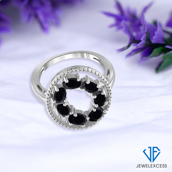 Sapphire Ring – Stunning Sterling Silver Ring with 2.00 Carat T.G.W. Sapphires - Elegant 7-Stone Ring Design - Hypoallergenic Sterling Silver Gemstone Ring