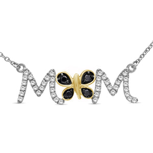 Mom Necklace Sterling Silver Butterfly Necklace – Stunning Diamond Necklaces for Women – Expertly Crafted Two Toned Sterling Silver Necklace + Chain – Perfect for Mothers Day Gifts
