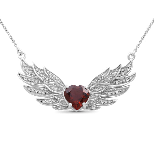 1 3/4 ct. T.G.W. Garnet & 1/10 ct. T.W. White Diamond Pendant in Sterling Silver