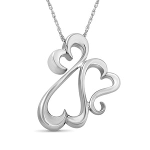 Sterling Silver Entwined Hearts Pendant in Sterling Silver