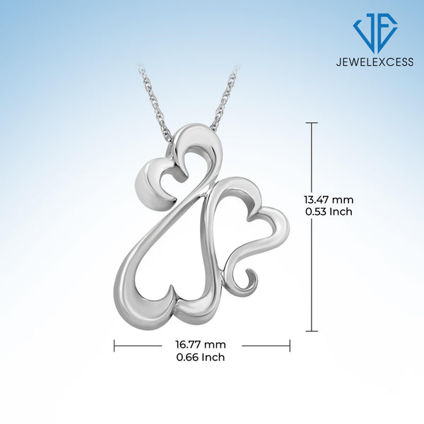 Sterling Silver Entwined Hearts Pendant in Sterling Silver