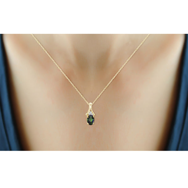 1/2 Carat T.G.W. Mystic Topaz And White Diamond Accent 14K Gold-Plated Pendant, 18"