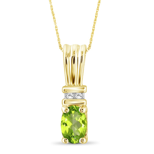 1/2 ct. T.G.W. Peridot Pendant with Diamond Accent in 14K Gold over Silver