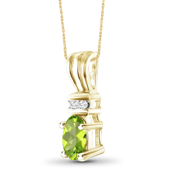 1/2 Carat T.G.W. Peridot And White Diamond Accent 14K Gold-Plated Pendant,18"