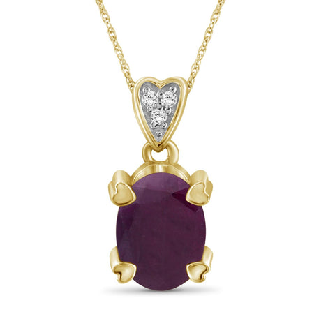 1.90 Carat T.G.W. Ruby And White Diamond Accent 14K Gold Over Silver Pendant