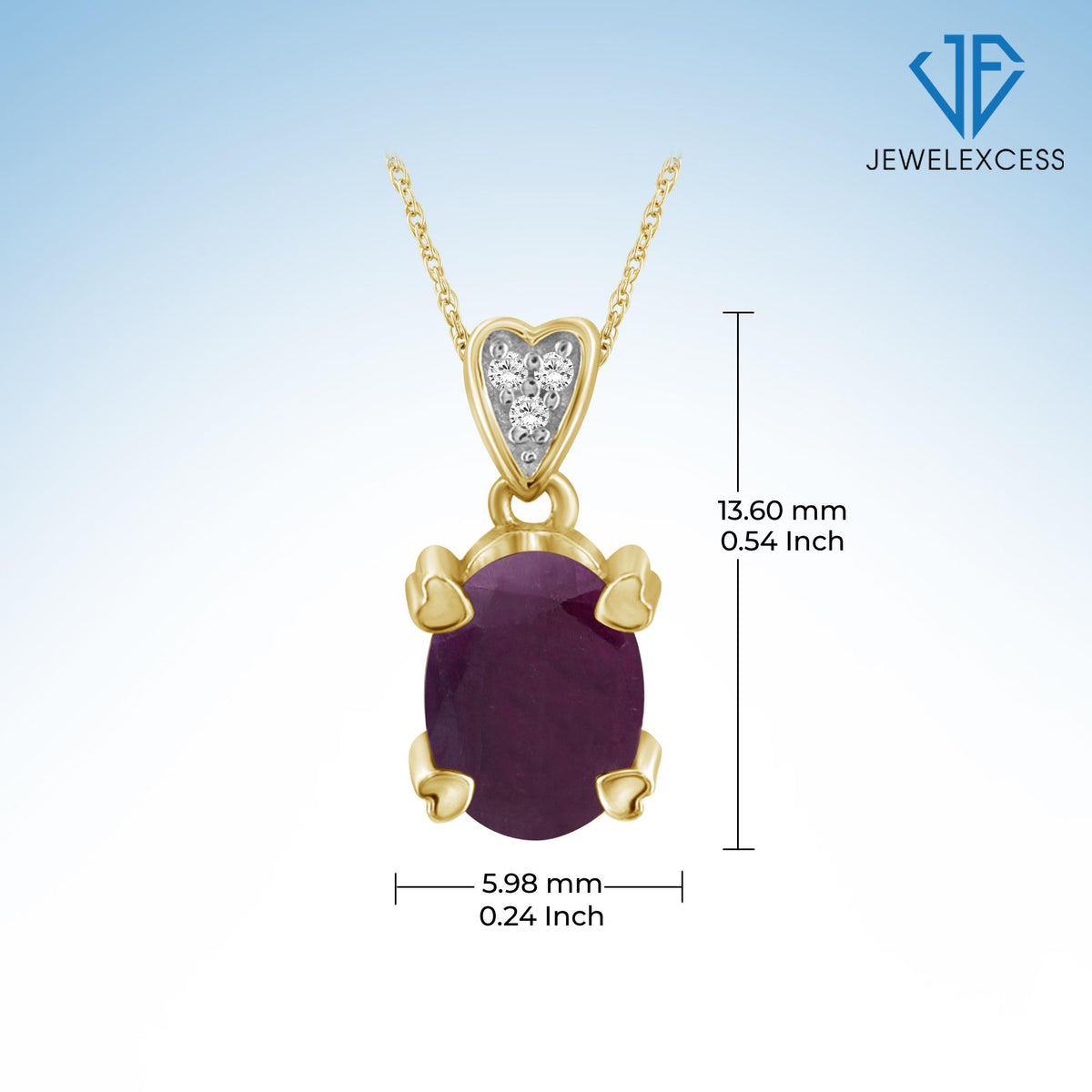 1.90 ct. T.G.W. Ruby Pendant with Diamond Accent in 14K Gold over Silver