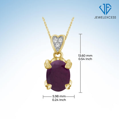 1.90 ct. T.G.W. Ruby Pendant with Diamond Accent in 14K Gold over Silver
