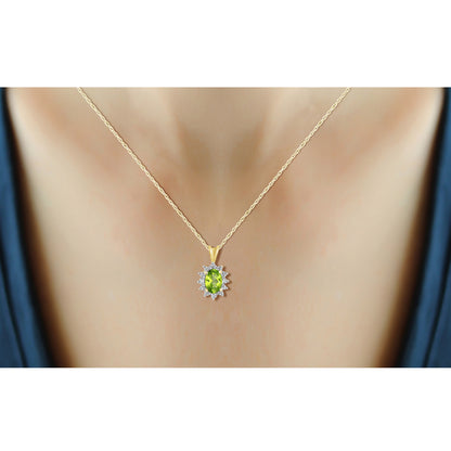 0.48 ct. T.G.W. Peridot Pendant with Diamond Accents in 14K Gold over Silver