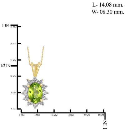 0.48 ct. T.G.W. Peridot Pendant with Diamond Accents in 14K Gold over Silver