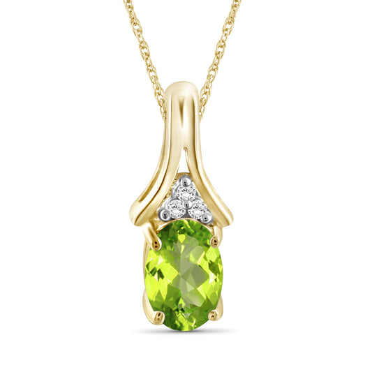0.48 ct. T.G.W. Peridot Pendant with Diamond Accent in 14K Gold over Silver