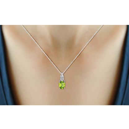 3/4 ct. T.G.W. Peridot Pendant with Diamond Accent in Sterling Silver