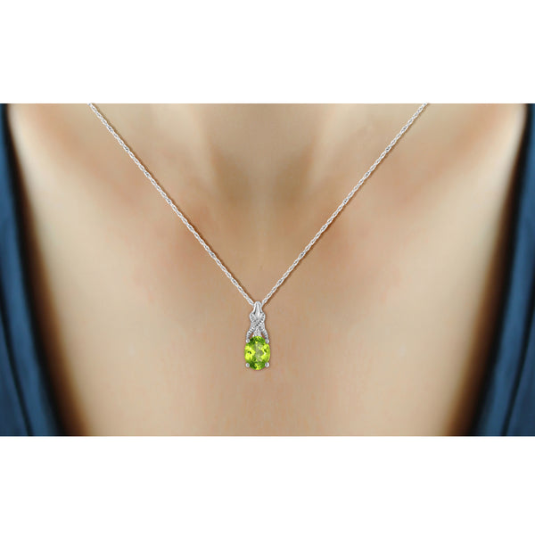 3/4 Carat T.G.W. Peridot And White Diamond Accent Sterling Silver Pendant, 18"