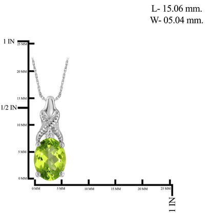 3/4 ct. T.G.W. Peridot Pendant with Diamond Accent in Sterling Silver