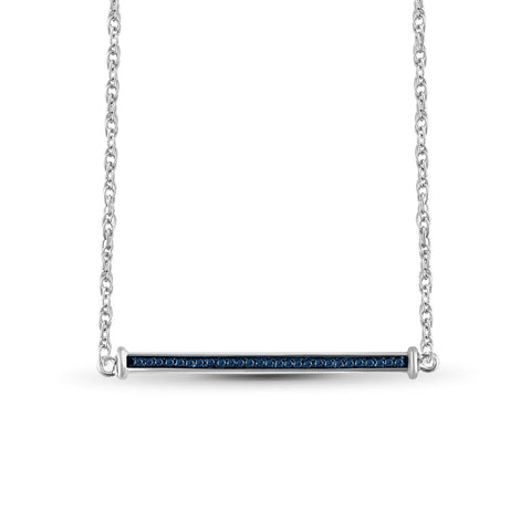 1/7 Carat T.W. Blue Diamond Bar Sterling Silver Pendant