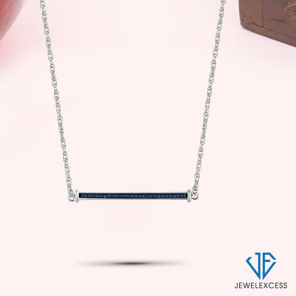 1/7 ct. T.W. Blue Diamond Bar Pendant in Sterling Silver