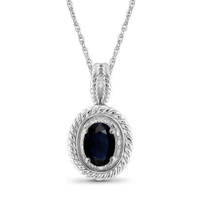 0.67 ct. T.G.W. Sapphire Pendant with Diamond Accent in Sterling Silver