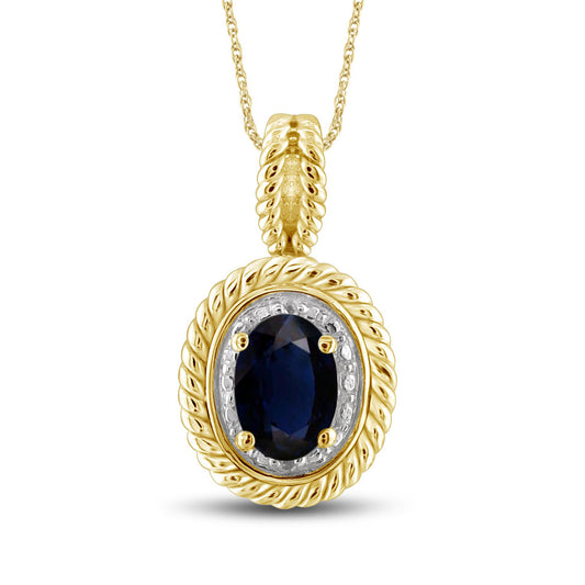 0.67 ct. T.G.W. Sapphire Pendant with Diamond Accents in 14K Gold over Silver