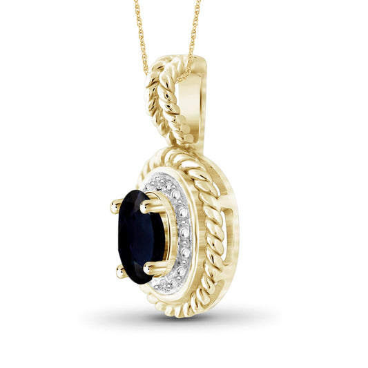 0.67 ct. T.G.W. Sapphire Pendant with Diamond Accents in 14K Gold over Silver