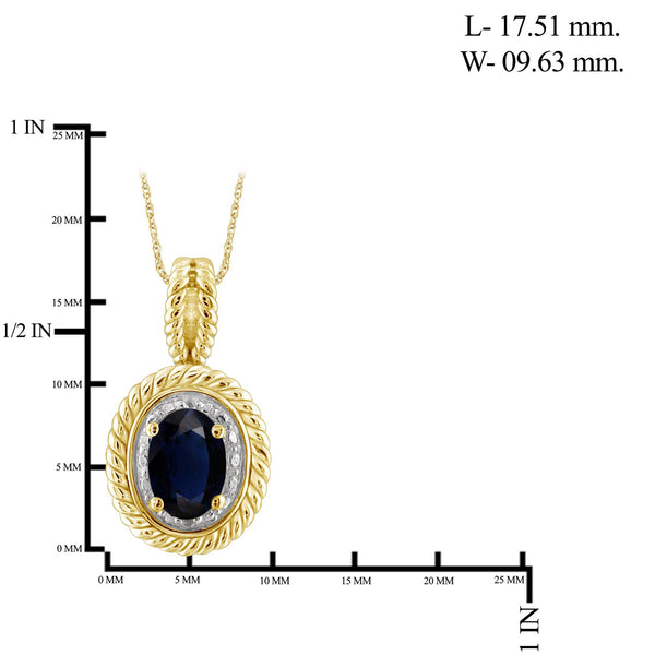 0.67 CTW Sapphire & Accent White Diamonds Pendant in 14K Gold-Plated