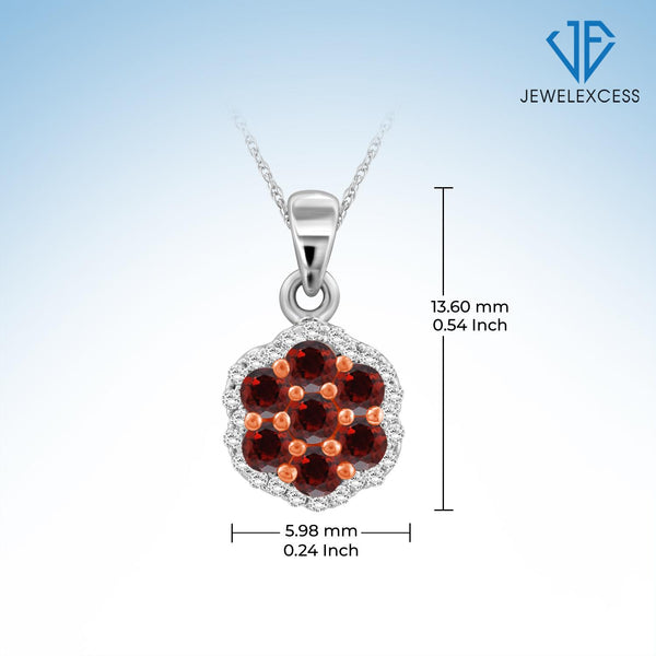 1/4 Carat T.W. Red And White Diamond Sterling Silver Cluster Pendant