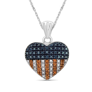 1/4 Carat T.W. Multi-Color Diamond Heart Sterling Silver Pendant