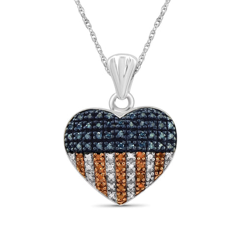 1/4 Carat T.W. Multi-Color Diamond Heart Sterling Silver Pendant