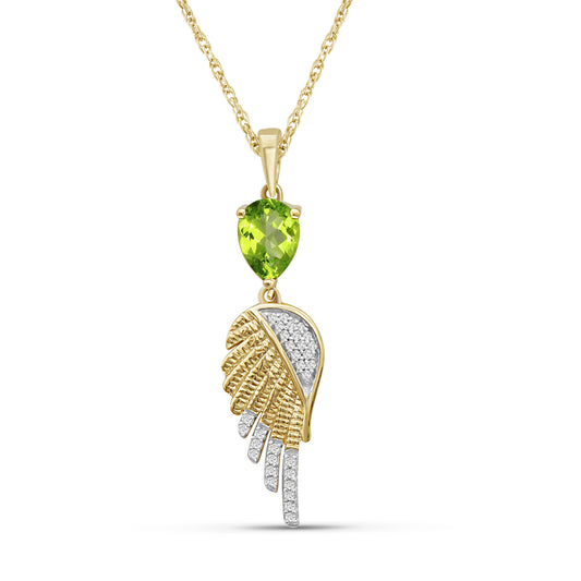 0.90 ct. T.G.W. Peridot & 1/10 ct. T.W. White Diamond Pendant in 14K Gold over Silver