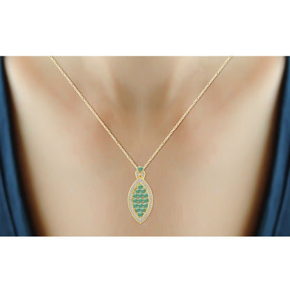 4 ct. T.G.W. Emerald & 1/10 ct. T.W. White Diamond Marquise 3-Piece Jewelry Set in 14K Gold over Silver