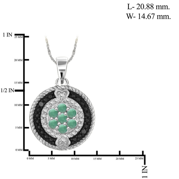 1 1/2 Carat T.G.W. Emerald And Black & White Diamond Accent Sterling Silver 3-Piece Jewelry Set