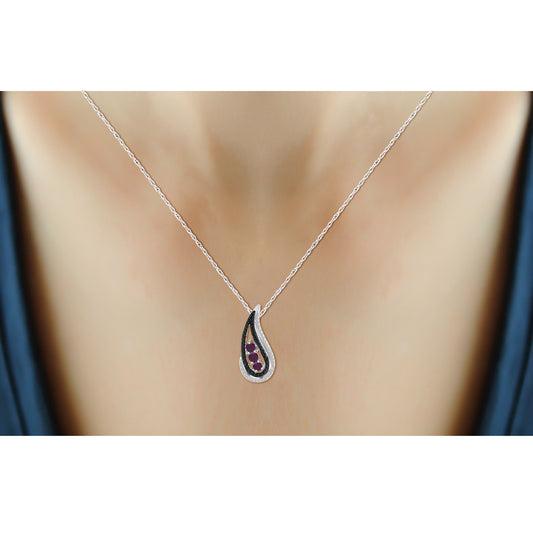 1 3/4 ct. T.G.W. Ruby Cluster 3-Piece Jewelry Set with Black & White Diamond Accent in Sterling Silver