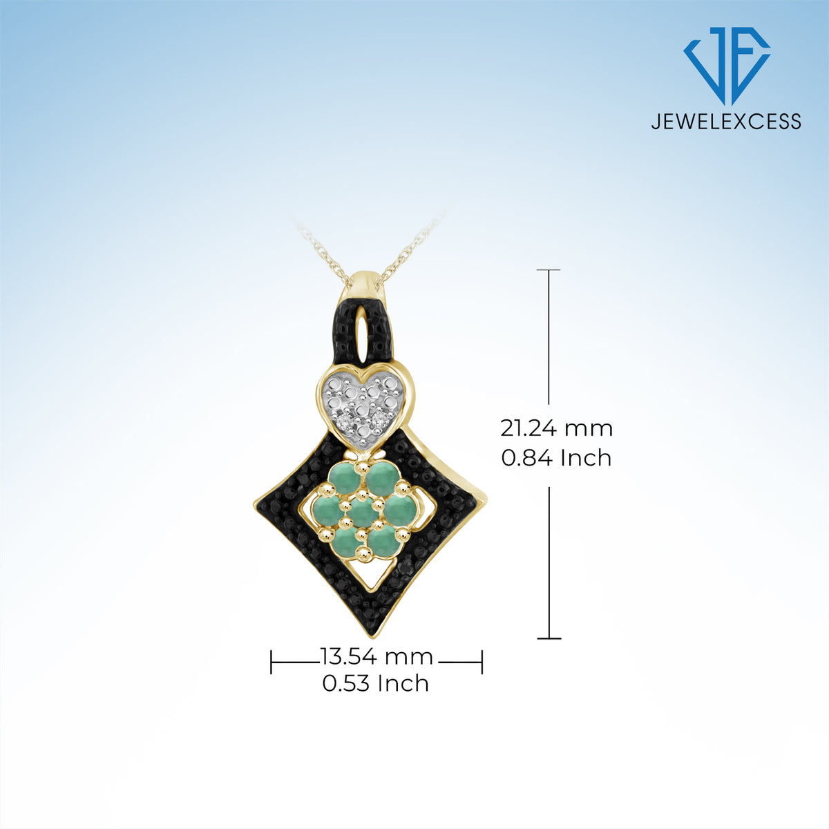 1 1/2 ct. T.G.W. Emerald 3-Piece Jewelry Set with Black & White Diamond Accent in 14K Gold over Silver