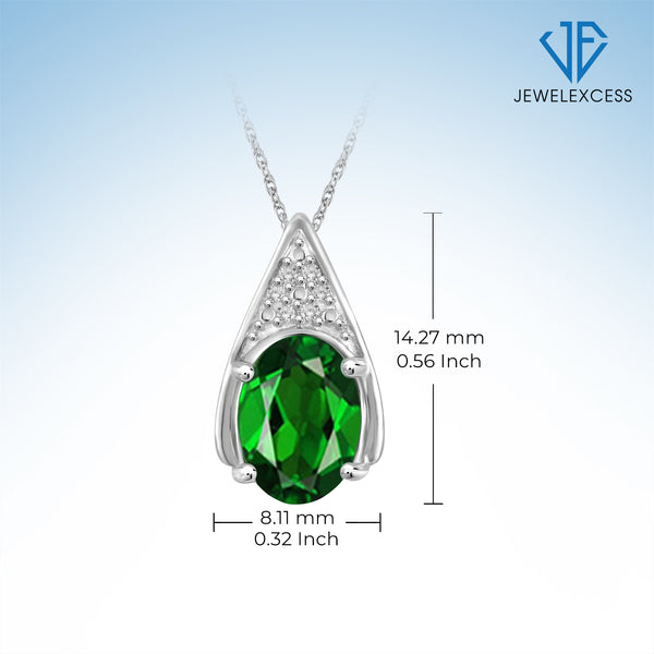 4 3/4 Carat T.G.W. Chrome Diopside And White Diamond Accent Sterling Silver 3-Piece Jewelry set