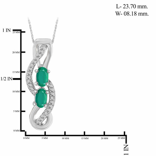 1 3/4 Carat T.G.W. Emerald And White Diamond Accent Sterling Silver 3-Piece Jewelry set