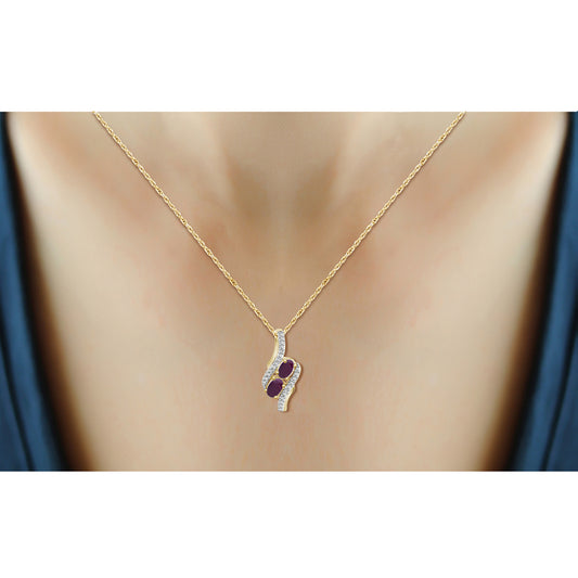 2 ct. T.G.W. Ruby & 1/20 ct. T.W. White Diamond 3-Piece Jewelry Set in 14K Gold over Silver