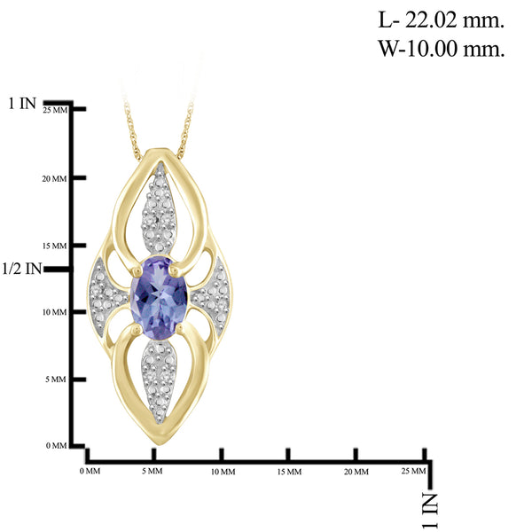 1.35 CTW Tanzanite & 1/20 Carat White Diamond 14K Gold Over Silver 3-Piece Jewelry set