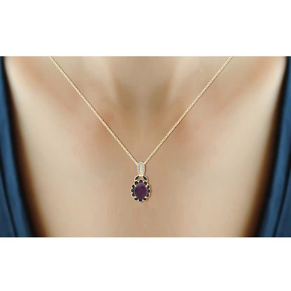 6 3/4 ct. T.G.W. Ruby & 1/20 ct. T.W. Black & White Diamond 3-Piece Jewelry Set in 14K Gold over Silver