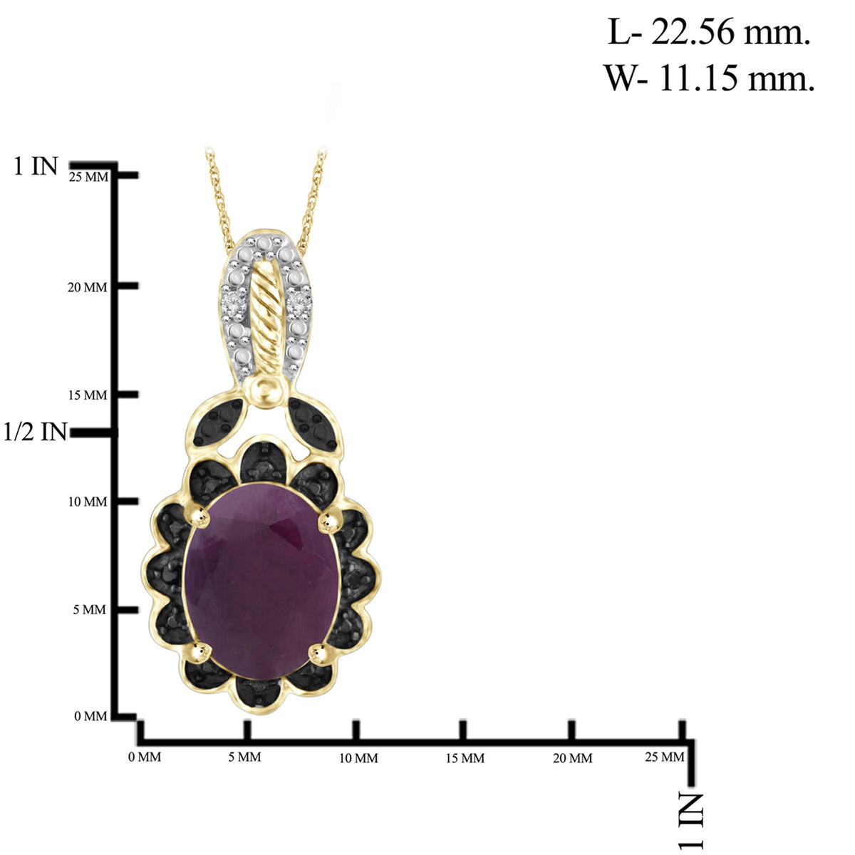 6 3/4 ct. T.G.W. Ruby & 1/20 ct. T.W. Black & White Diamond 3-Piece Jewelry Set in 14K Gold over Silver