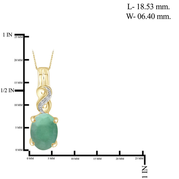 3.35 CTW Emerald & 1/20 Carat White Diamond 14K Gold-Plated 3-Piece Jewelry set