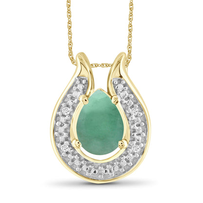 3/4 ct. T.G.W. Emerald Pendant with Diamond Accent in 14K Gold over Silver