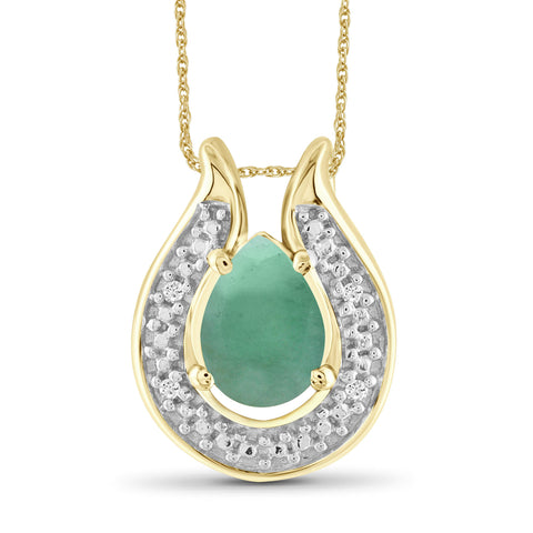 3/4 Carat T.G.W. Emerald And White Diamond Accent 14K Gold-Plated Pendant