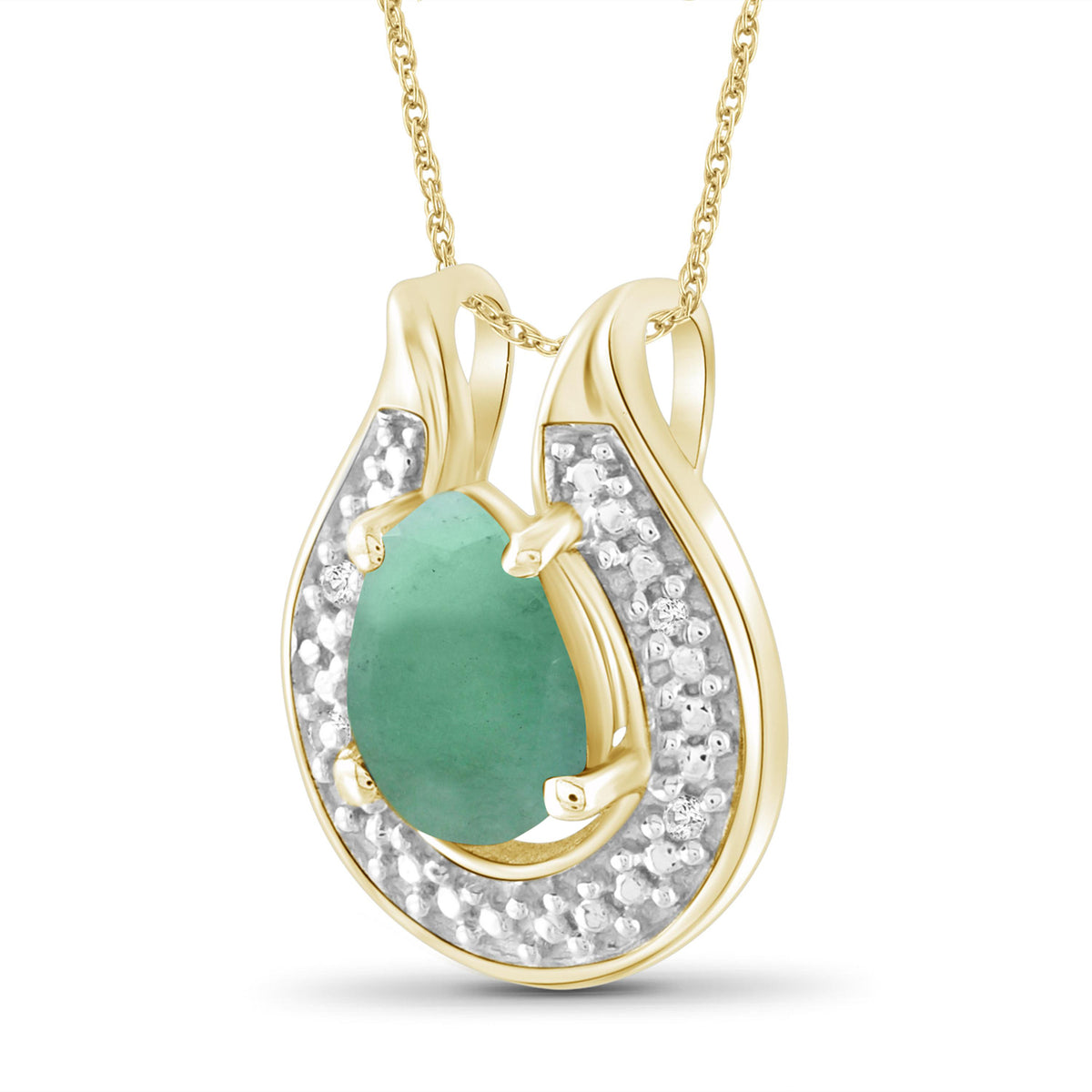 3/4 ct. T.G.W. Emerald Pendant with Diamond Accent in 14K Gold over Silver