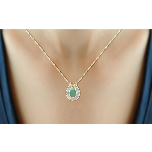 3/4 Carat T.G.W. Emerald And White Diamond Accent 14K Gold-Plated Pendant