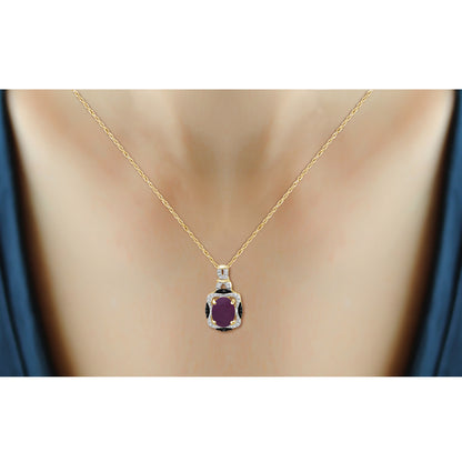6 3/4 ct. T.G.W. Ruby & 1/20 ct. T.W. Black & White Diamond 3-Piece Jewelry Set in 14K Gold over Silver