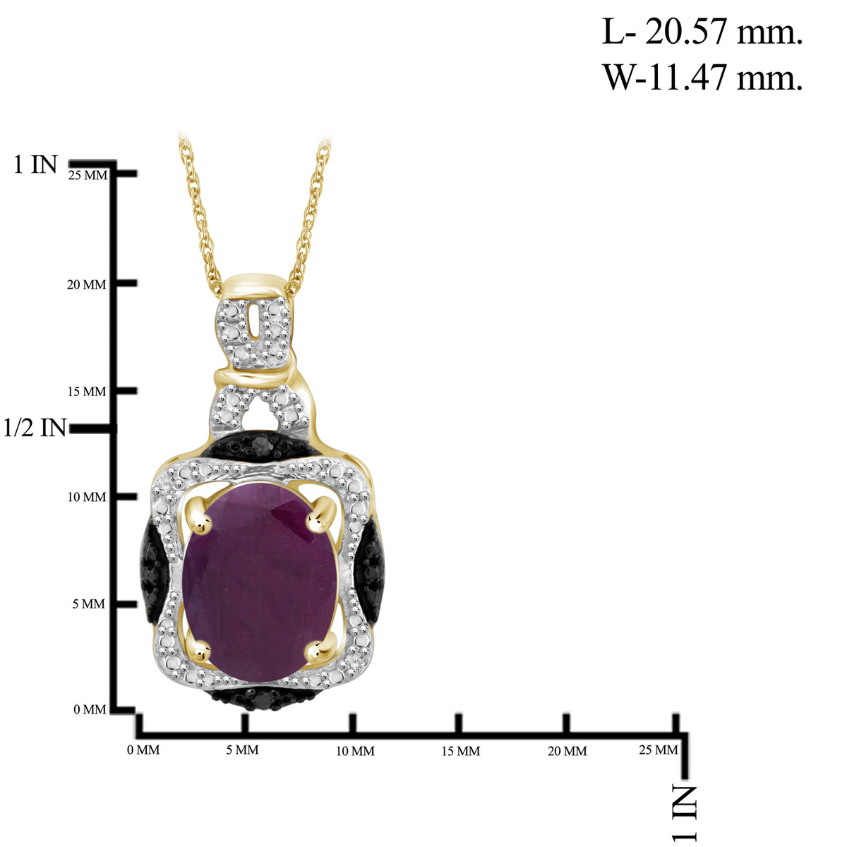6 3/4 ct. T.G.W. Ruby & 1/20 ct. T.W. Black & White Diamond 3-Piece Jewelry Set in 14K Gold over Silver
