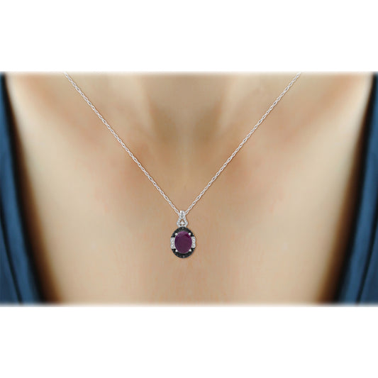 6 3/4 ct. T.G.W. Ruby 3-Piece Jewelry Set with Black & White Diamond Accent in Sterling Silver