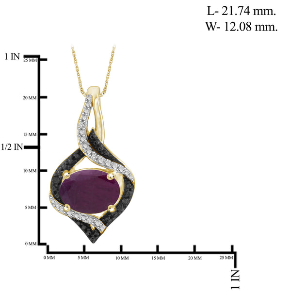 4.80 CTW Ruby & 1/20 Carat Black and White Diamond 14K Gold Over Silver 3-Piece Jewelry set
