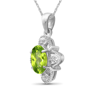 3/4 ct. T.G.W. Peridot Pendant with Diamond Accent in Sterling Silver