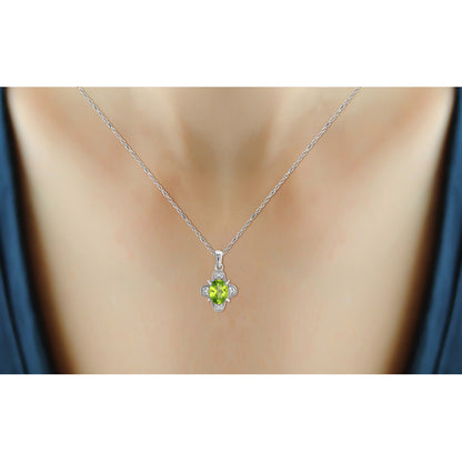 3/4 ct. T.G.W. Peridot Pendant with Diamond Accent in Sterling Silver