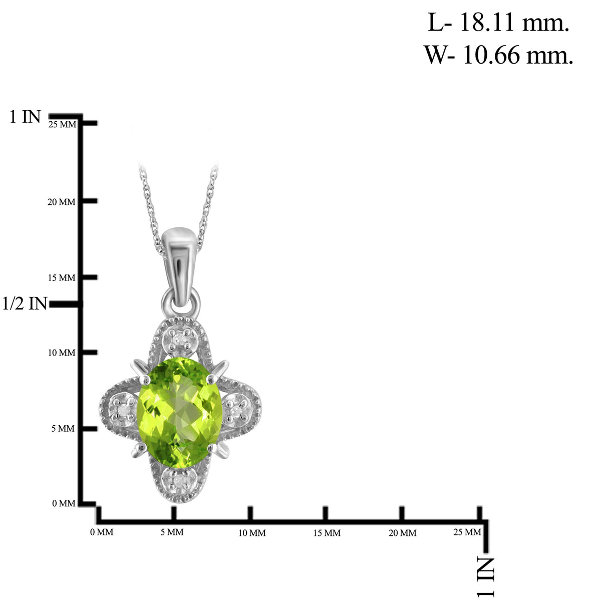 3/4 ct. T.G.W. Peridot Pendant with Diamond Accent in Sterling Silver