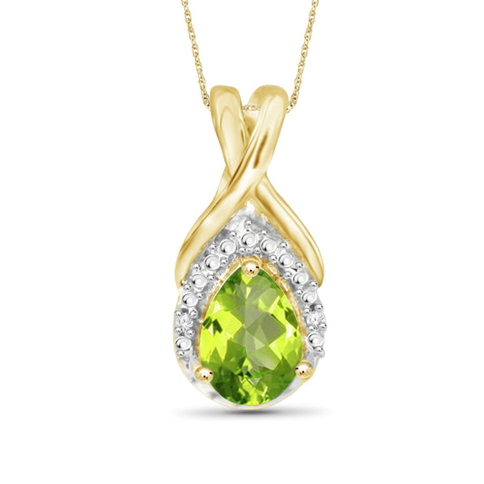 3/4 ct. T.G.W. Peridot Pendant with Diamond Accent in 14K Gold over Silver